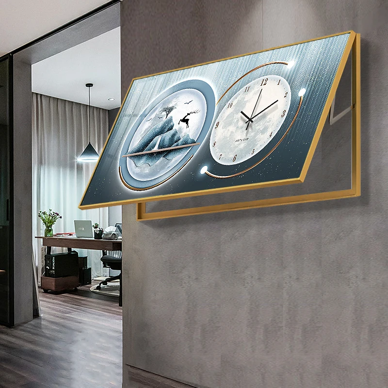wholesale Modern Luxury Home Electric Meter Box Cover Decoration Paintings Flip upHome Hidden Switch Silent Clock Decoration
