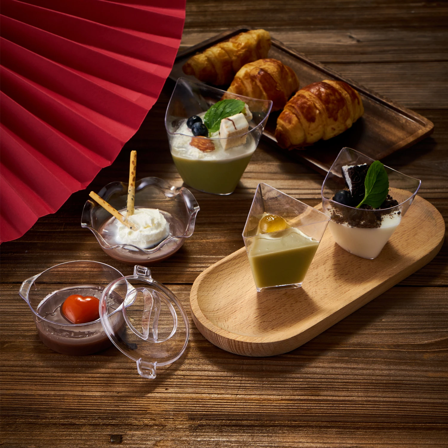 Chinese professional custom cute portion ps sundae fancy unbreakable polystyrene dessert disposable clear plastic cup