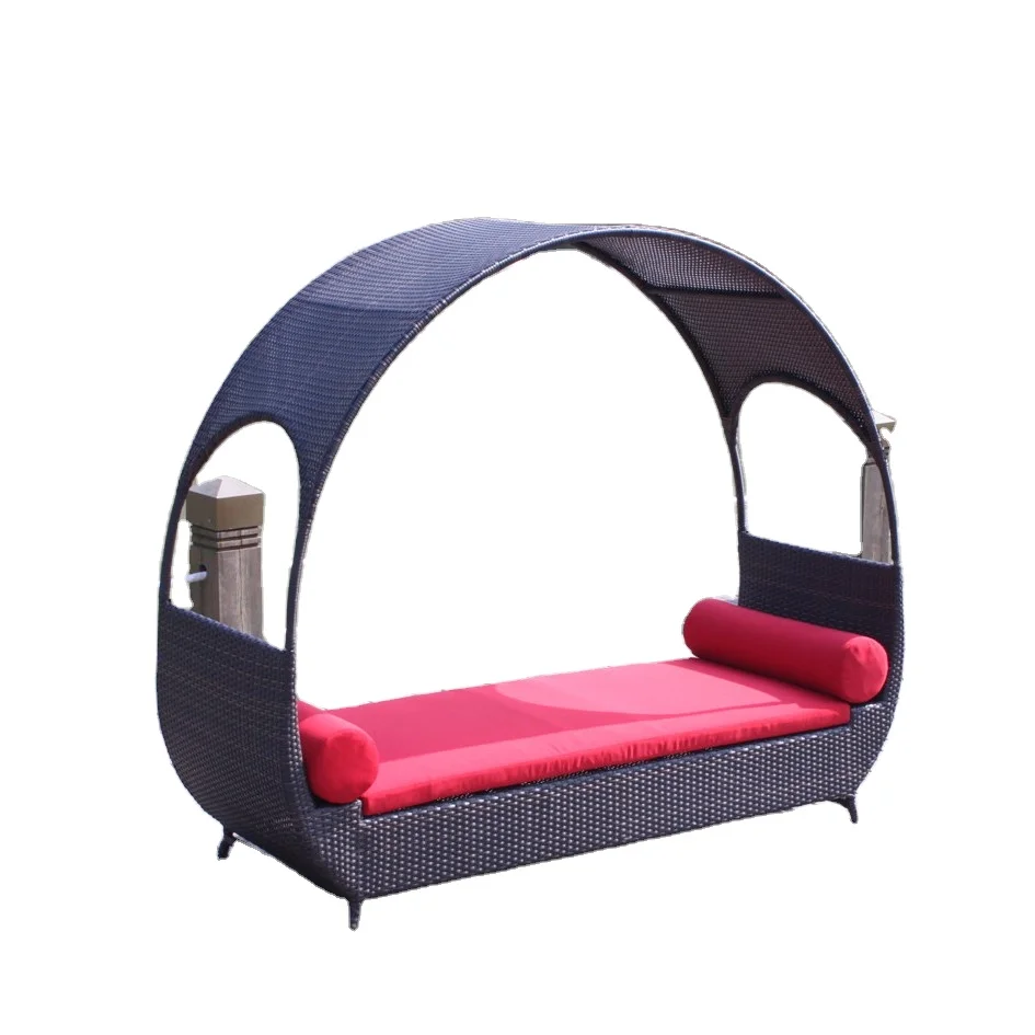 Wicker Beach Round Sofa Daybed Patio Poolside Garden Sun Lounger Outdoor Outdoor Furniture Outdoor Canopy Sun Bed Modern