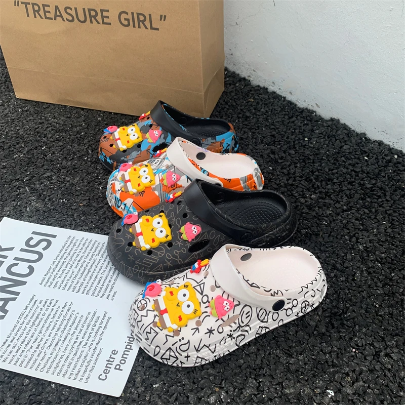 New net red step on the poo feeling baotou slippers female wearing clogs summer platform increase beach sandals male wholesale