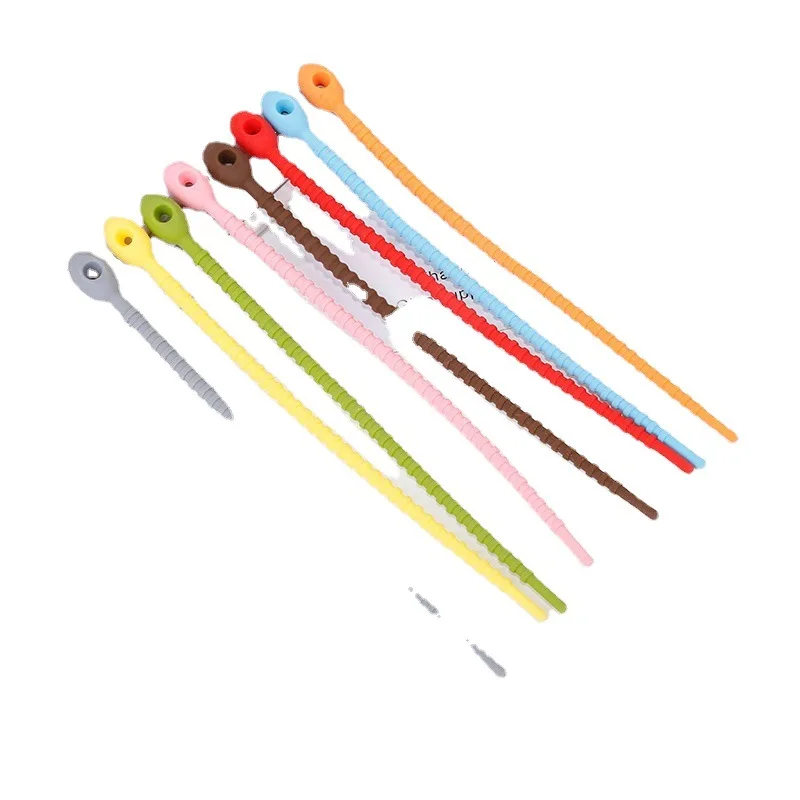 Multi Purpose Releasable Silicone Zip Ties for Home Office Organizer Food Bag Seal Clips Reusable Cable Straps Winder Ties