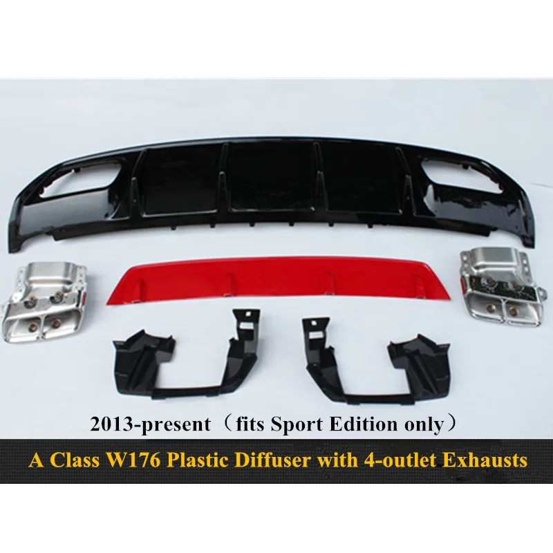 ABS Rear bumper diffuser & exhaust tip for Mercedes A class W176 & A45 AMG package 2013-IN