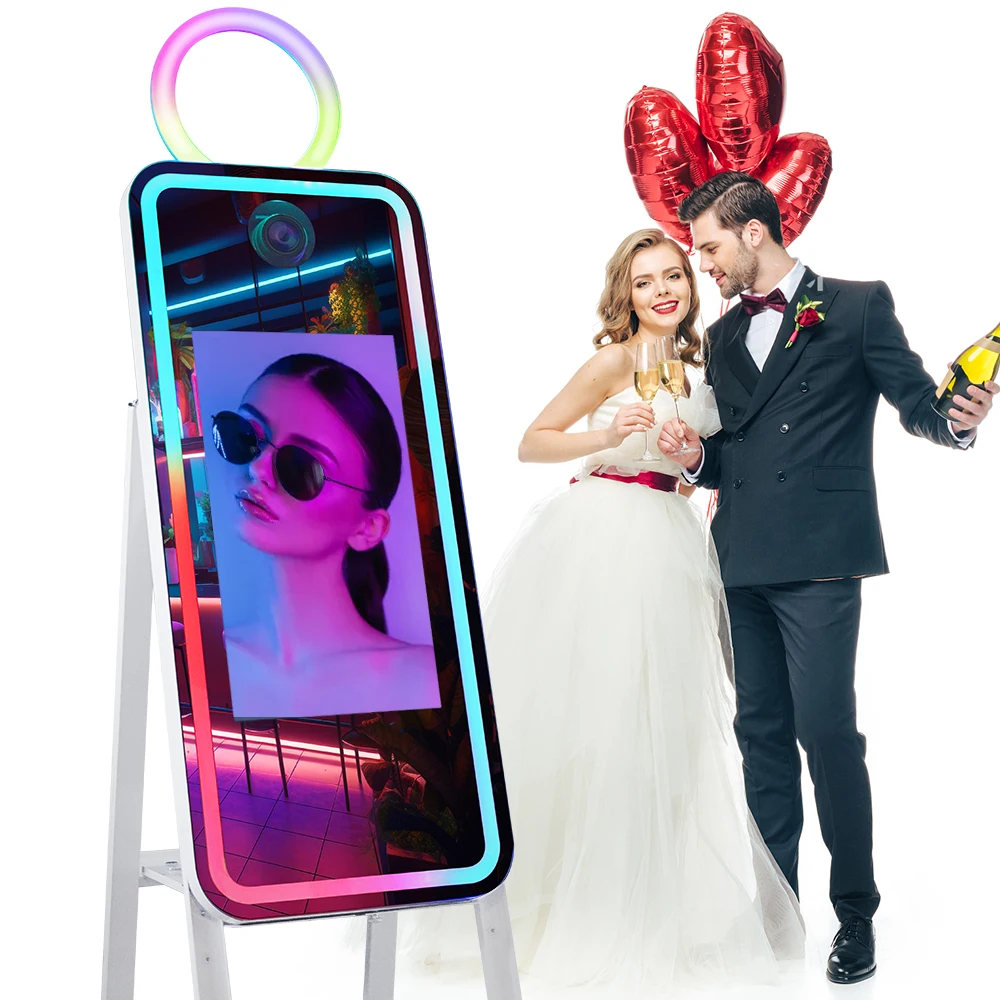 Microsoft Magic Photo Mirror Booth With Fight Case Birthday Party Supplies 40 Inch LCD Photobooth Kiosk Machine