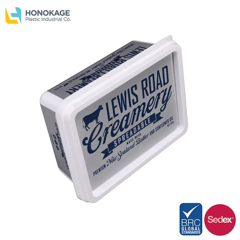 Wholesale Eco Friendly Disposable Custom logo Printing Oval IML Margarine Packaging Cup Plastic Butter Container Spread Cup