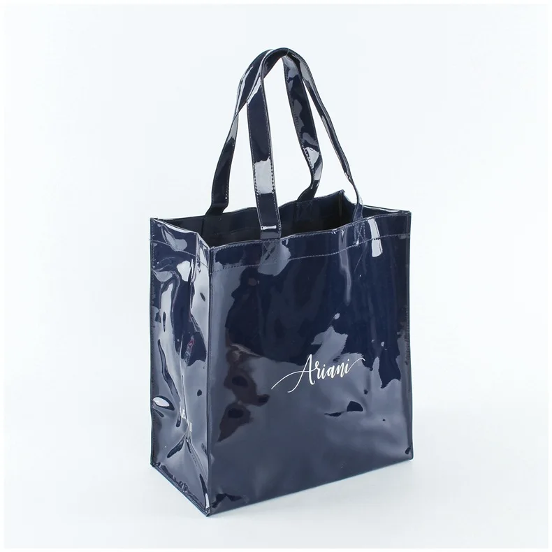 Promotion advertising customized shiny PVC shopping bag