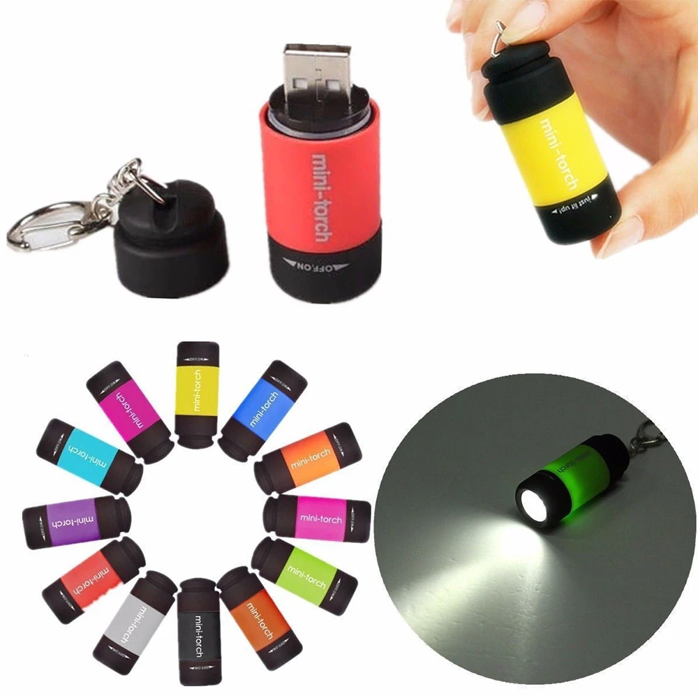 llaveros pequeos USB Rechargeable LED mini Torch flashlight keyring Portable Pocket Keychain UV light  torch mini Flashlights