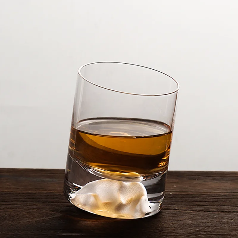 High Quality Crystal Whiskey Glasses Luxury Lead Free drinking glass cup 250ml Crystal Custom Thick Bottom Whiskey Glasses