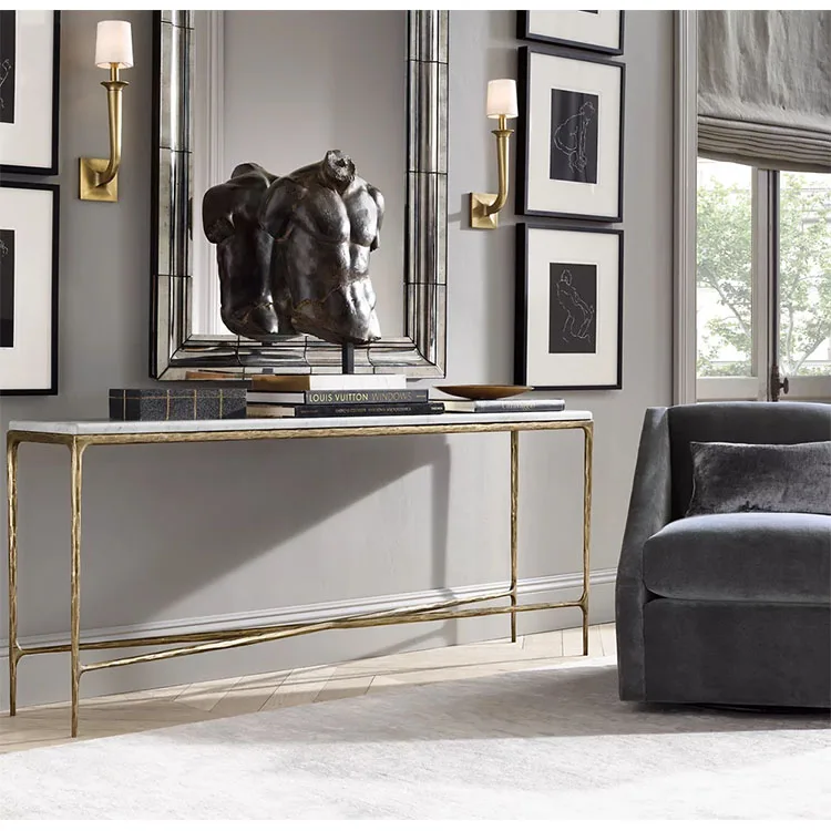 Premium Quality Traditional stylish Hand forged Iron unique Console Table marble for Home and Office