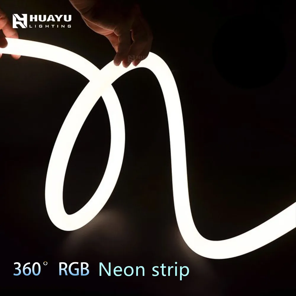 Silicone 360 degree emitting RGB strip diameter 25mm high bright SMD2835 waterproof IP67 DC24V/12V flex led neon lighting