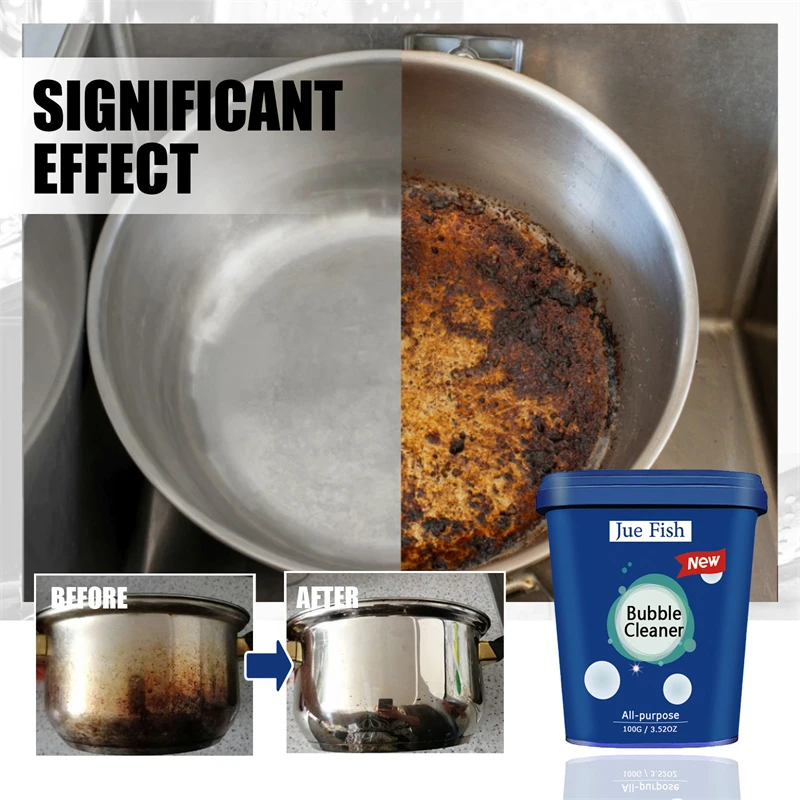 Jue Fish bubble cleaner sponge set stainless steel rust remover cookware range hood wall pot cleaning cream rust removing agent
