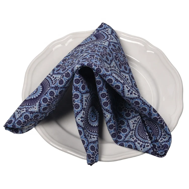 Factory wholesale 4 pieces of fabric kitchen high quality printing French Linen spinning polyester napkin