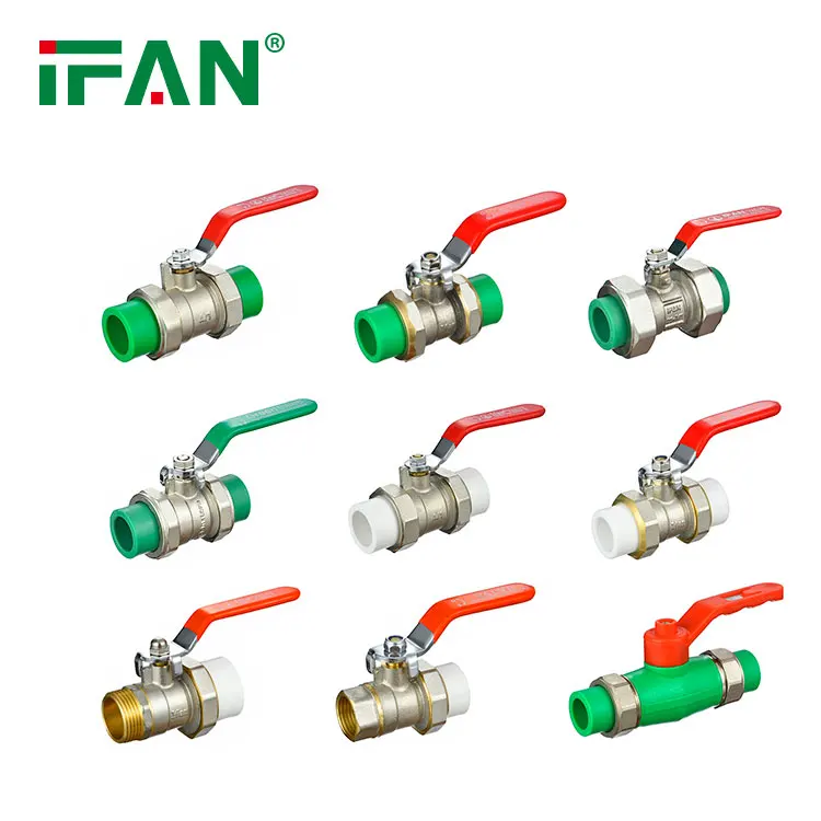 IFAN High Quality Green White Color Water Control Plumbing Materials Brass PPR Plastic Ball Valves