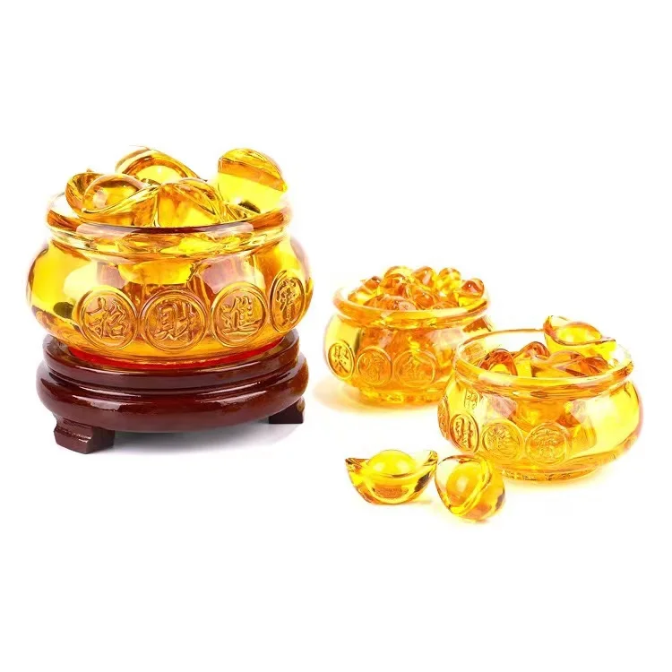 Wholesale High Standard Transparent Direct Sales Wholesale Clear Crystal Ornament Cornucopia And treasure bowl Ingots