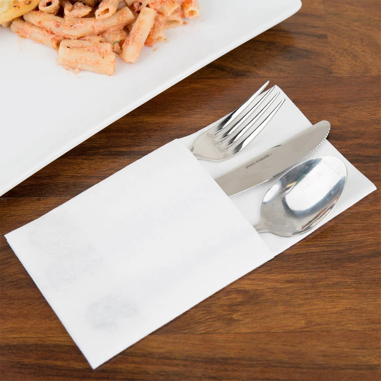 Black or White 2-Ply Airlaid Dinner Napkin Folded Serviettes with Pocket for Cutlery Colored Printed Napkin Pack or Bag