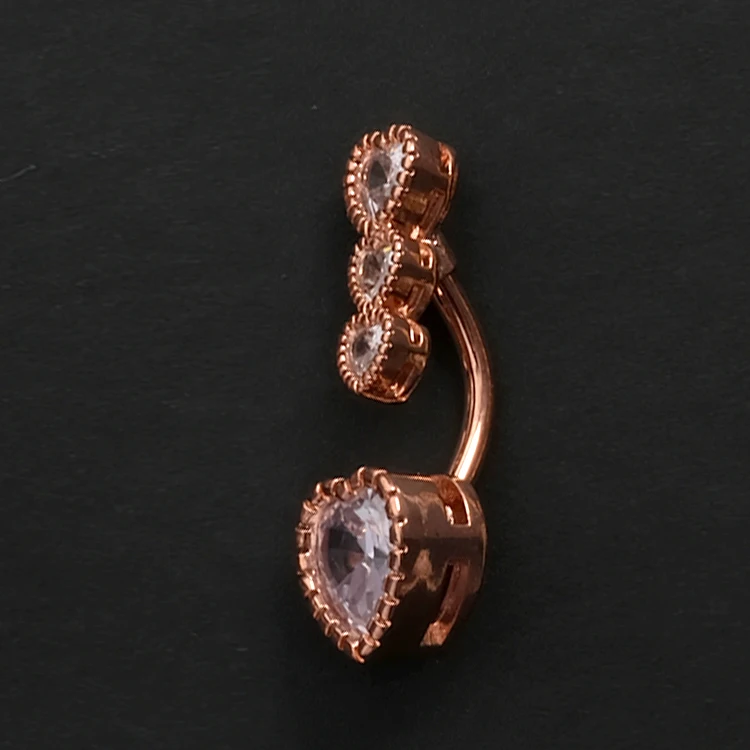 14G Stainless Steel Belly Button Rings Navel Rings Love Heart Clear Piercing Jewelry Ring