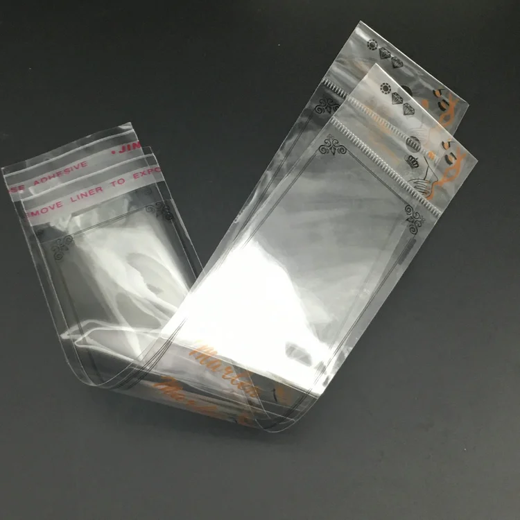 
custom plastic self-adhesive opp poly bag for hair extension packaging 