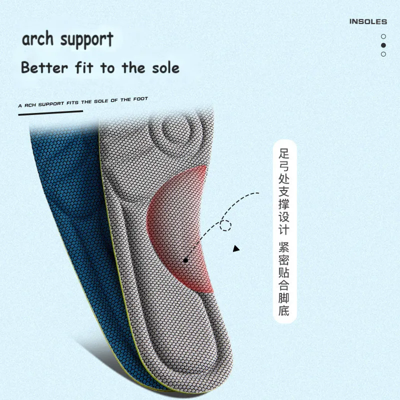 Arch Support Insoles Men Women Fashion Massage Anti slip Shoes Cushion Pads Solid Memory Foam Sole Orthotic Insole