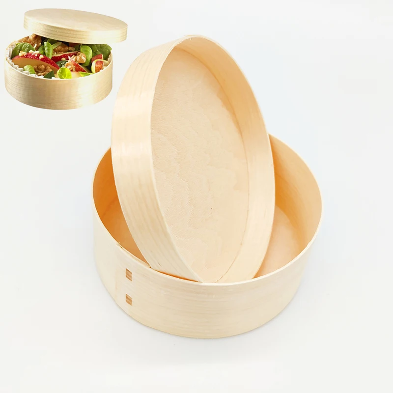 Wholesale Round Storage Box Disposable Wood Food Packing Box