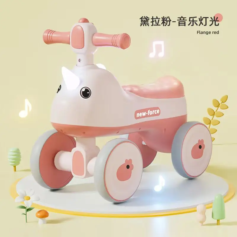 Unicorn-Themed Plastic Baby Car Toy Foot-to-Floor Push & Slide Ride Car for Kids Indoor & Outdoor Use