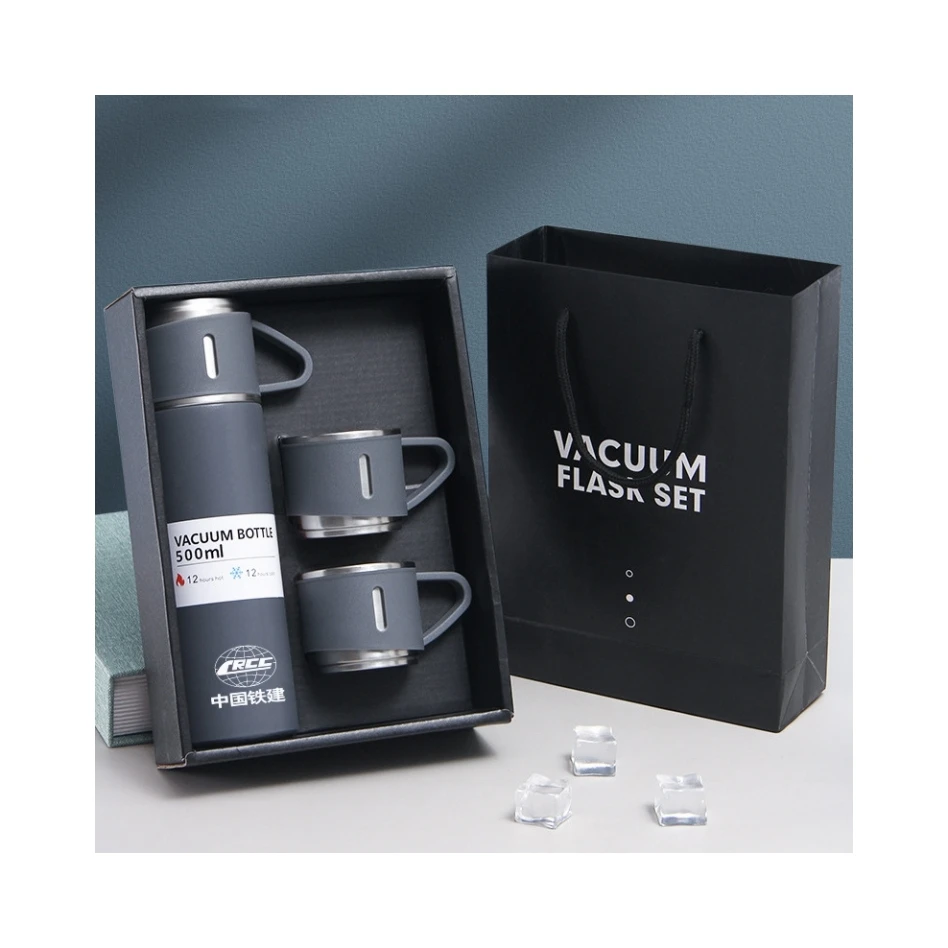 Stainless steel insulated cup gift box set buy one cup and get two full steel cup lids for free