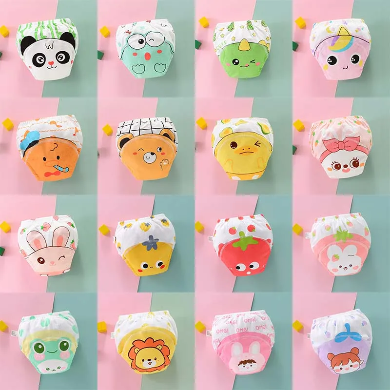 Multiply Absorbent Fabric Baby Potty Training Pant Cartoon Pattern Printed Elastic Waistline Underwear For Baby