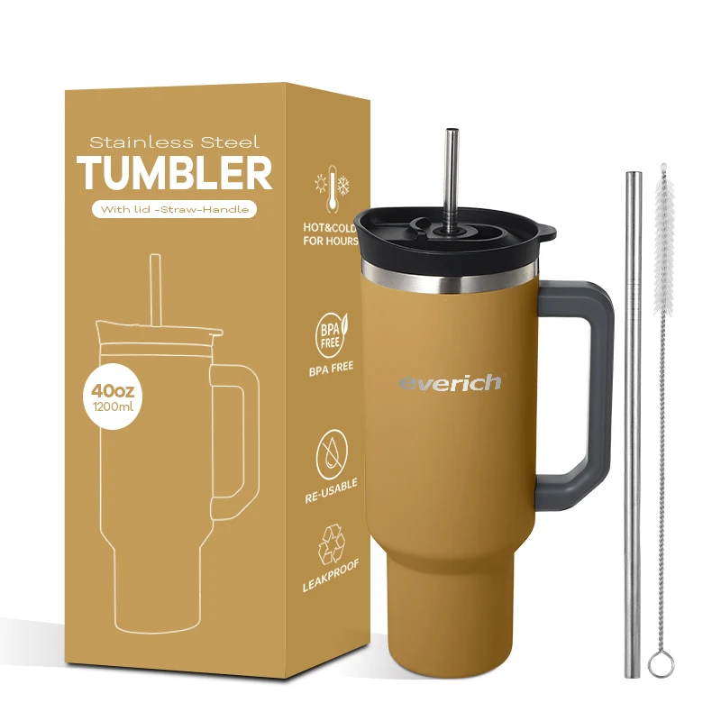 40oz Unisex Stainless Steel Vacuum Insulated Tumbler with Lid and Straw for Water Iced Tea or Coffee for Camping