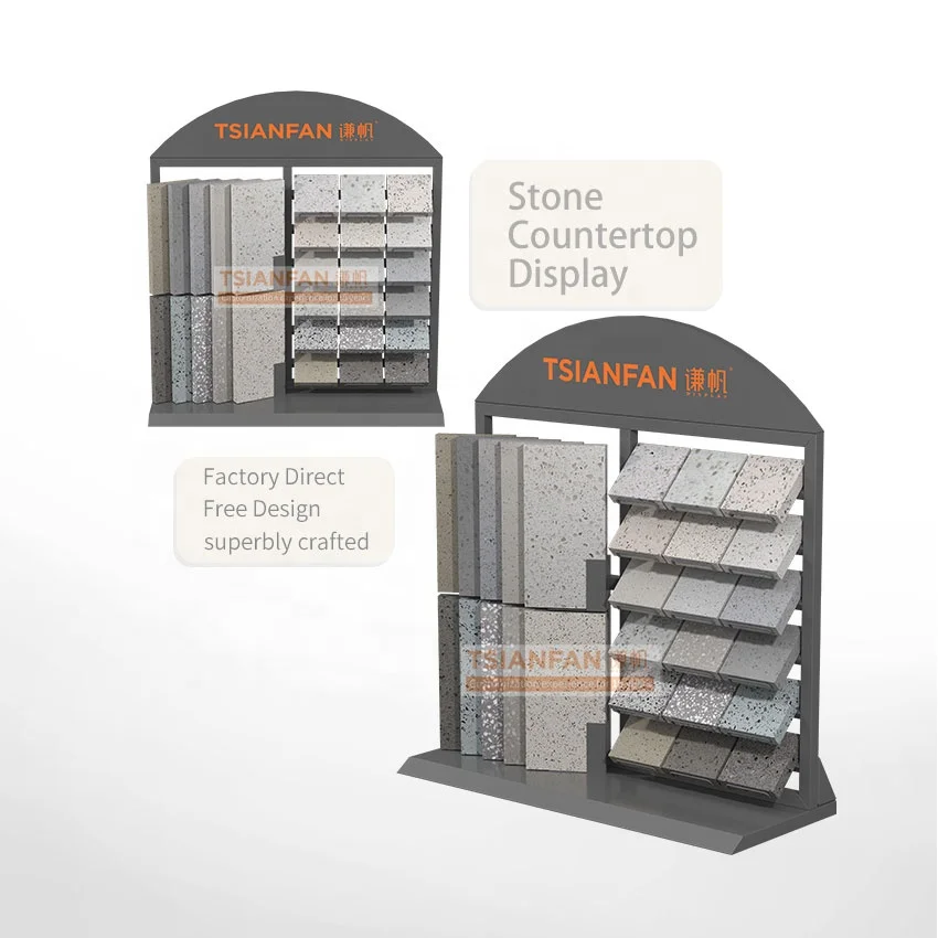Modern style artificial stone table rack marble tabletop stand light weight portable display table tile display stand