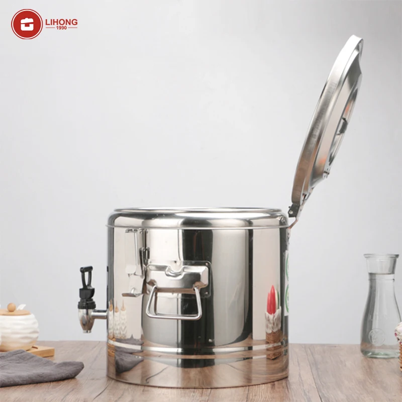 LIHONG 10L/20L/30L/40L/50L/60L/70L/80L/90L/100L Stainless Steel Industrial Cooking Pot Insulation Bucket Soup & Stock Pots