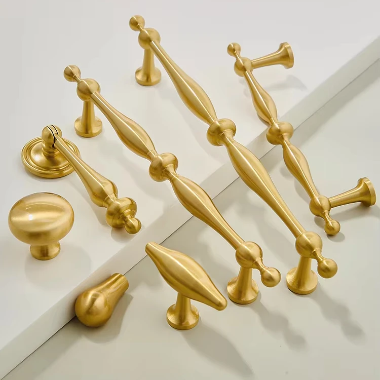 French Brass Handle Cabinet Door Drawer Modern Simple Cabinet European Wardrobe Hardware Luxury Gold Wooden Door Handle