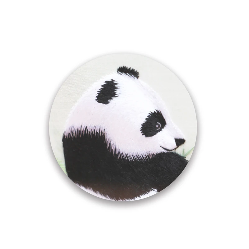 Shu Embroidery Giant Panda Pictures White With Brown Ornaments Intangible Cultural Heritage