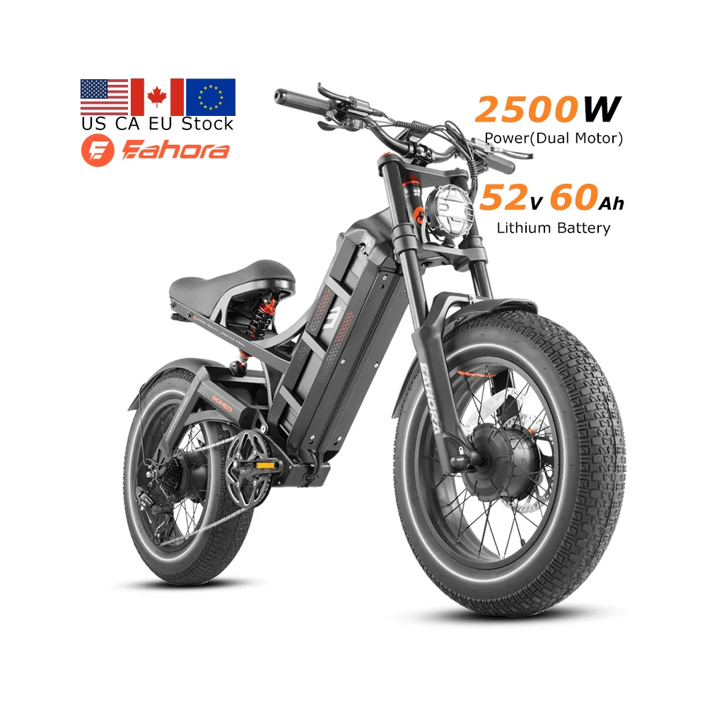 US EU CA Stock Eahora Romeo 2 Velo 2500W Fatbike Ebike Electric Fat Tire Mountain E Hybrid Road Cargo Dirt Bike Bicycle Adult