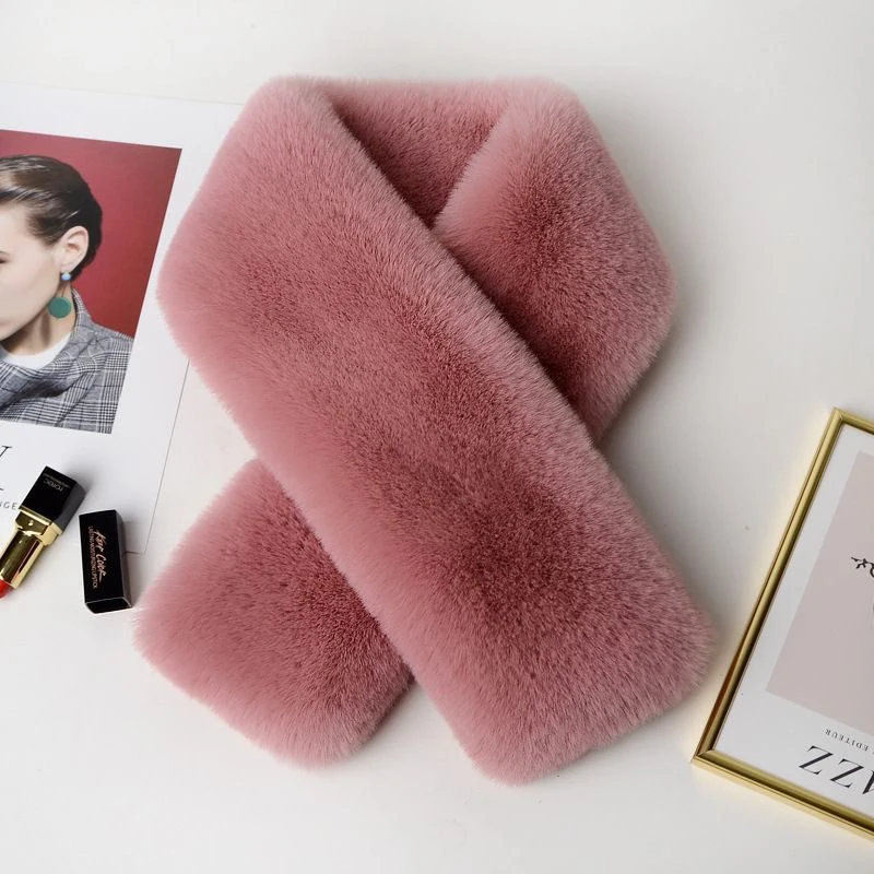 Winter Women Stretched Faux Fur Warmer Fur Hair Winter Elastic Faux Rabbit Fur Scarf For Women