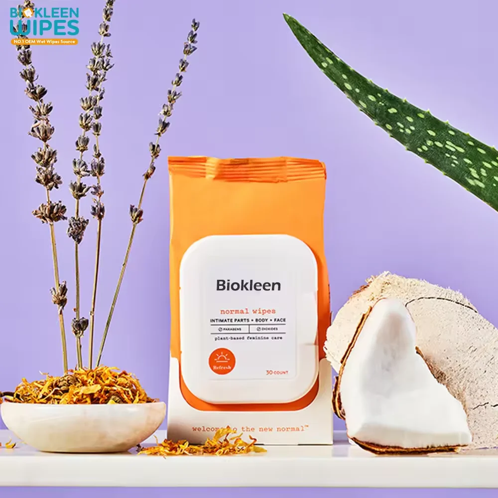 Biokleen Custom 30ct Lavender Aloe Vera Lemon ph Balanced Feminine Cleansing Wipes