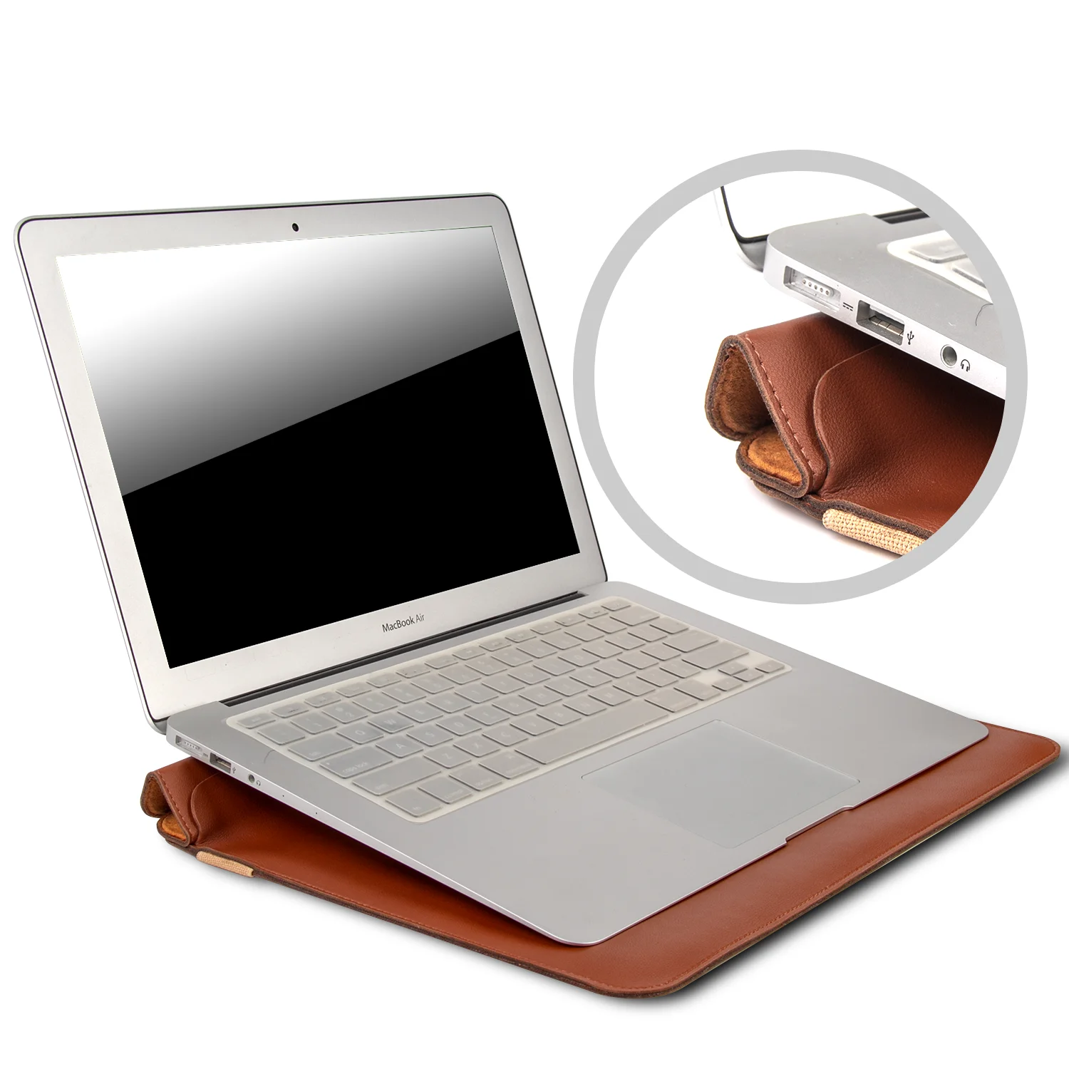 Luxury Genuine Leather Laptop Sleeve for MacBook 12' 13' 15' Laptop Sleeve Stand
