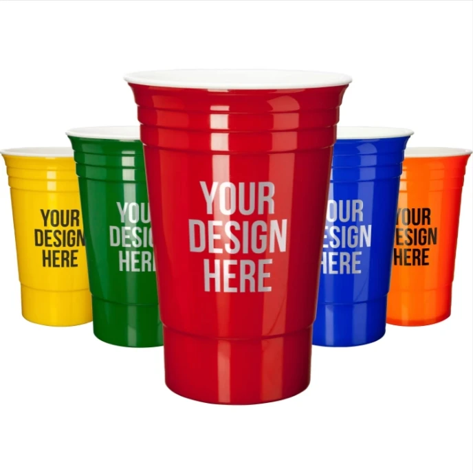 wholesale plastic cup 16OZ PP cups plastic party solo multi-color double-layer cup