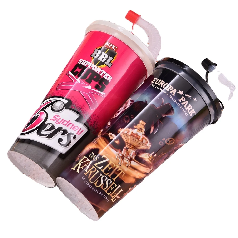 Wholesale 500ml IML Smart Design Cartoon-Colored Tumbler Long Drinking Hard Plastic Cup with PP Lid and Straw for Water Usage