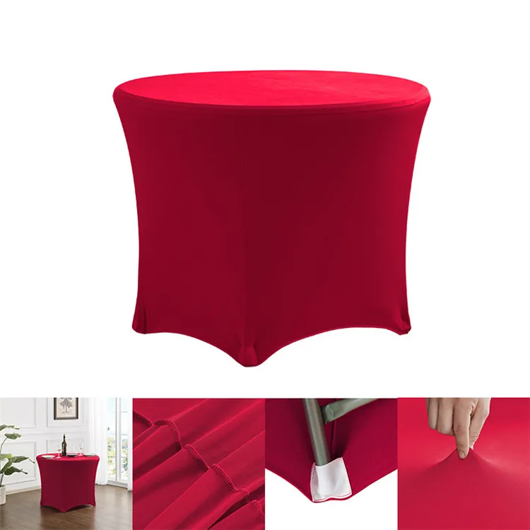 Cheap 6FT Round Stretch Table Covers Party Table Cloth Elastic Spandex Table Cover Wedding Decoration