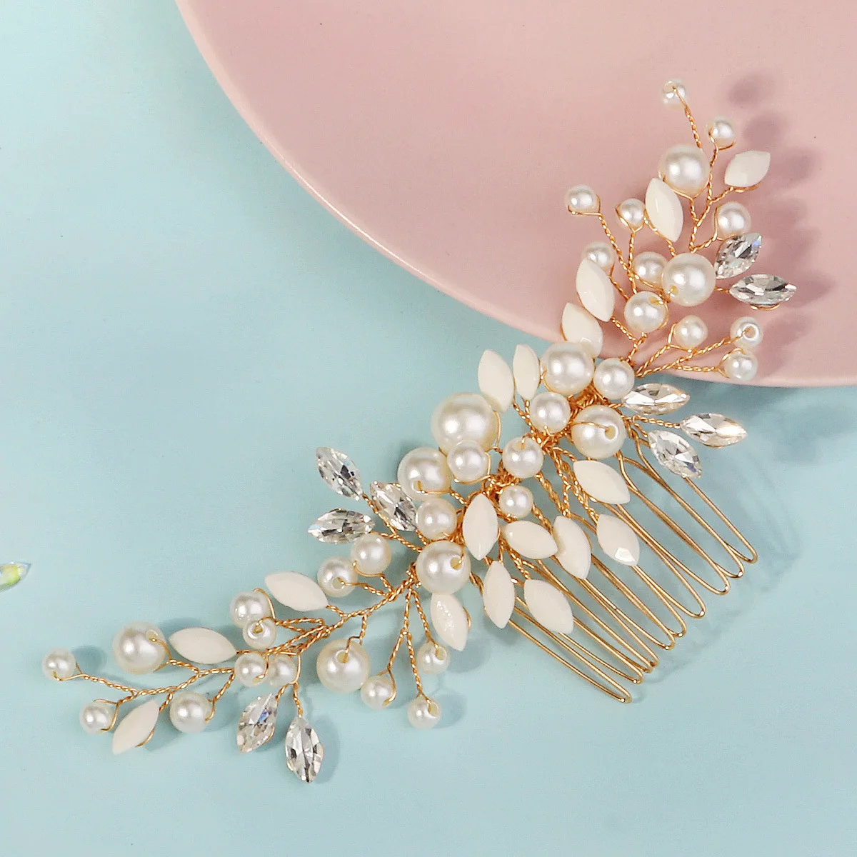 Ancient Style Beautiful Hair Comb Wedding Prom Party Headdress Hair Accessories Handmade Rhinestone Pearl Hair Comb
