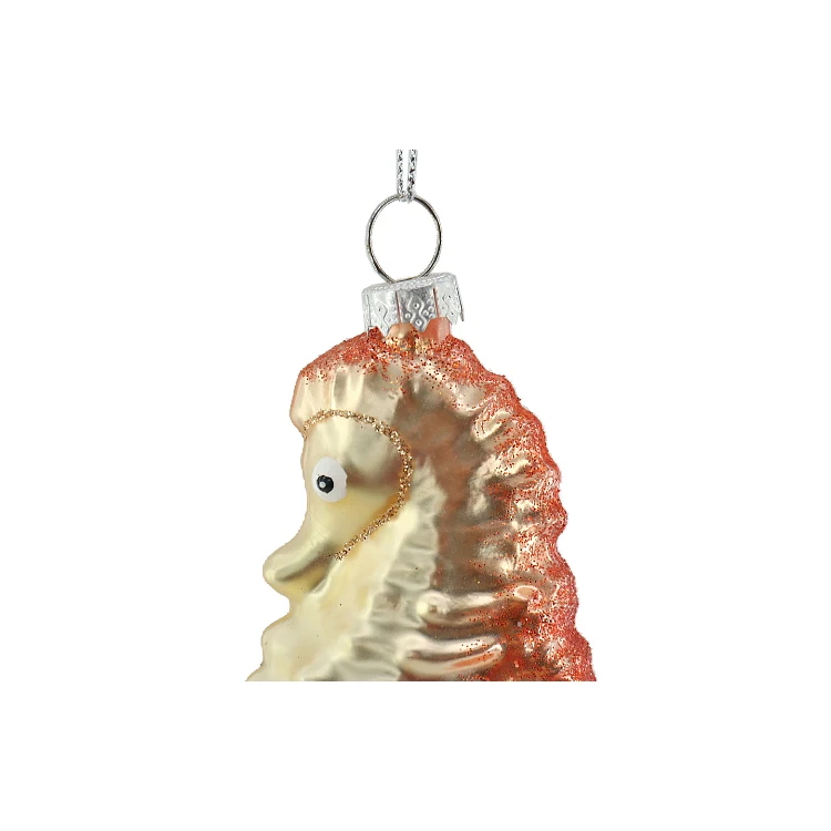 Customized Xmas Tree Funny Baubles Glass Small Seahorse Hanging Ornaments Colorful Christmas Decoration