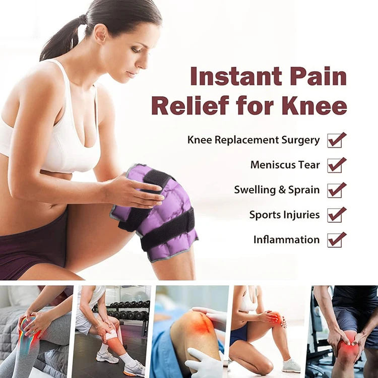 World-bio Purple Knee Ice Pack Wrap Cold Ice Pack for Knee Therapy Ice Gel Brace for Knee Arthritis Pain Relief