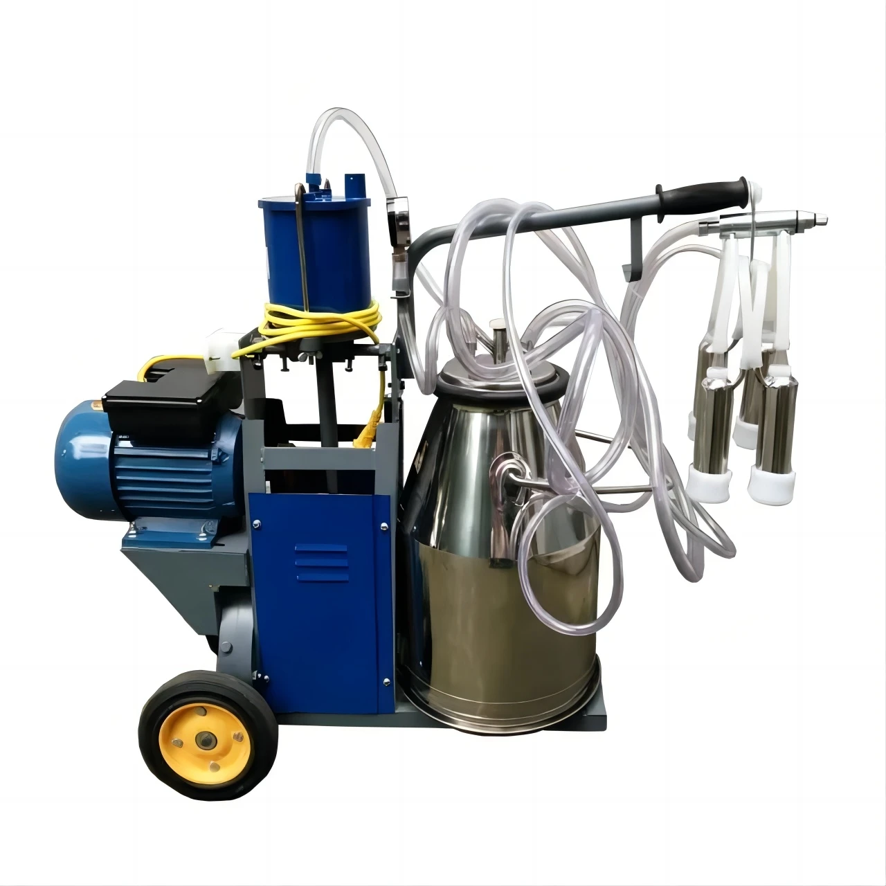 Double Buckets Piston Pump Milking Machine for Cow, Goat, Portable Milking Machine