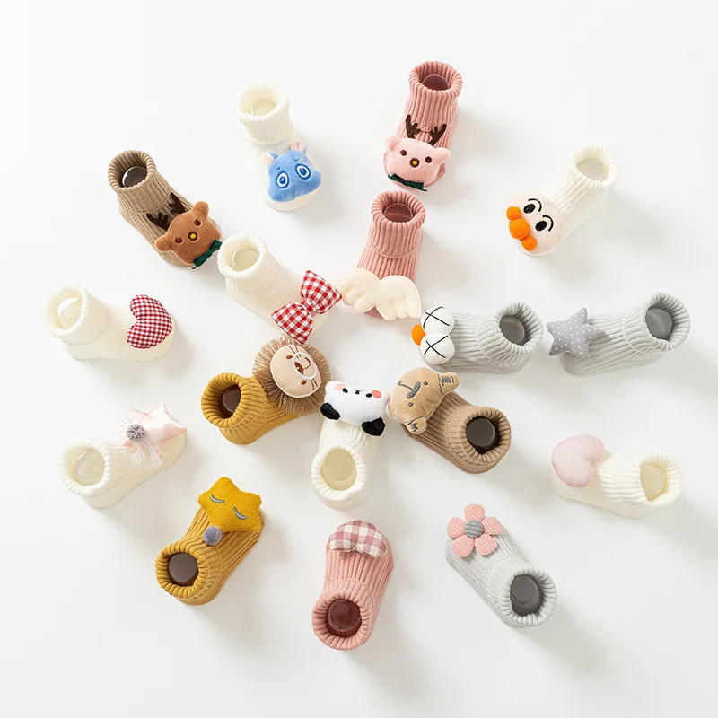 Wholesale Cotton Baby Socks Non Slip Floor Socks Autumn Winter Middle Tube Cartoon Baby Sock Shoe