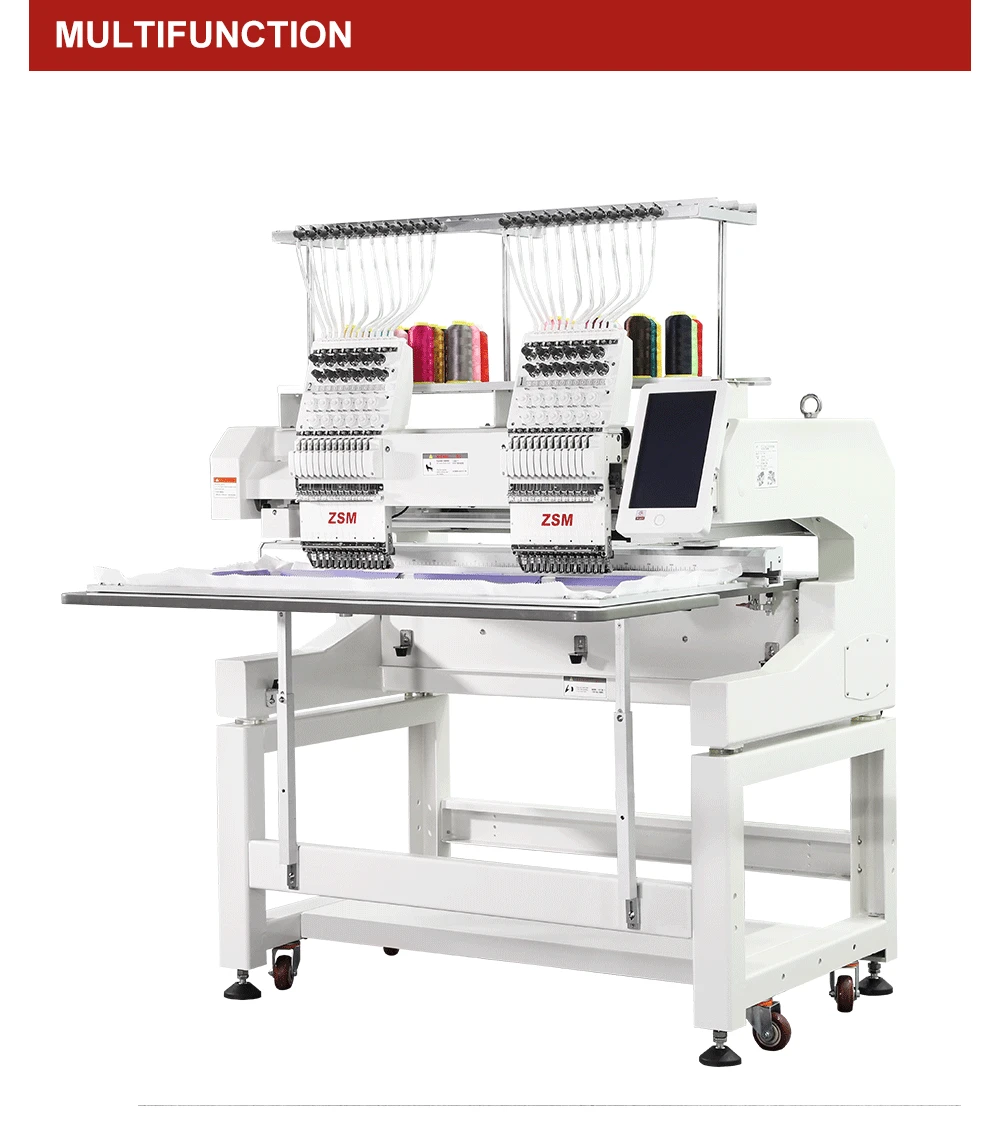 2 Heads Computer Embroidery Machine Industrial High Speed Embroidery Machine Two Heads Flat Embroidery Machine
