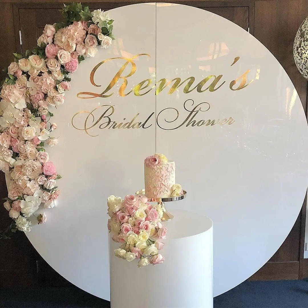 VONVIK Round Acrylic Backdrop White Acrylic Wedding Board Wall