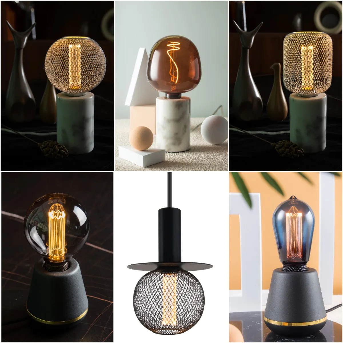 Vintage Night Light Modern Led Outside glass Table Lamp marble table lights