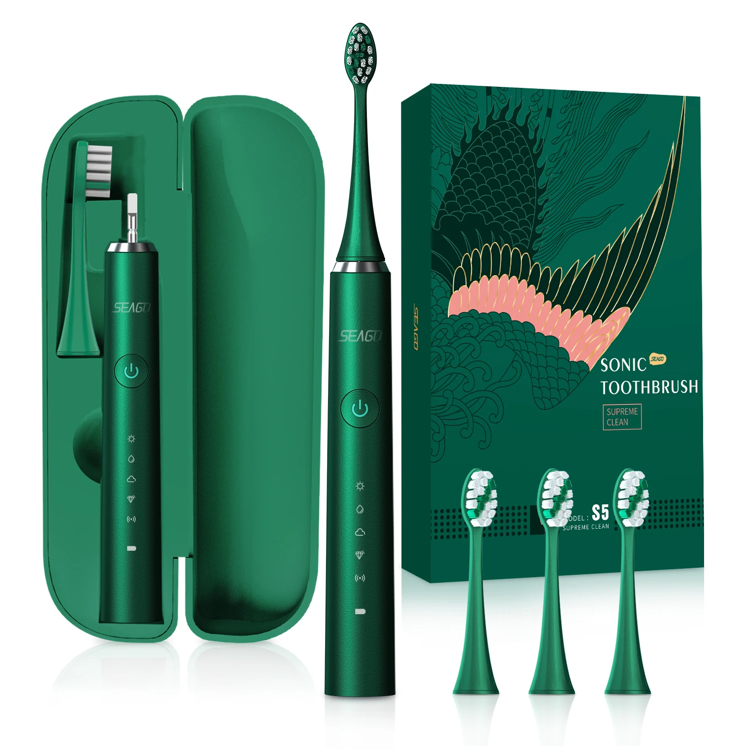 
Amazon hotselling SEAGO SG-972 rechargeable electric toothbrush with travel case 