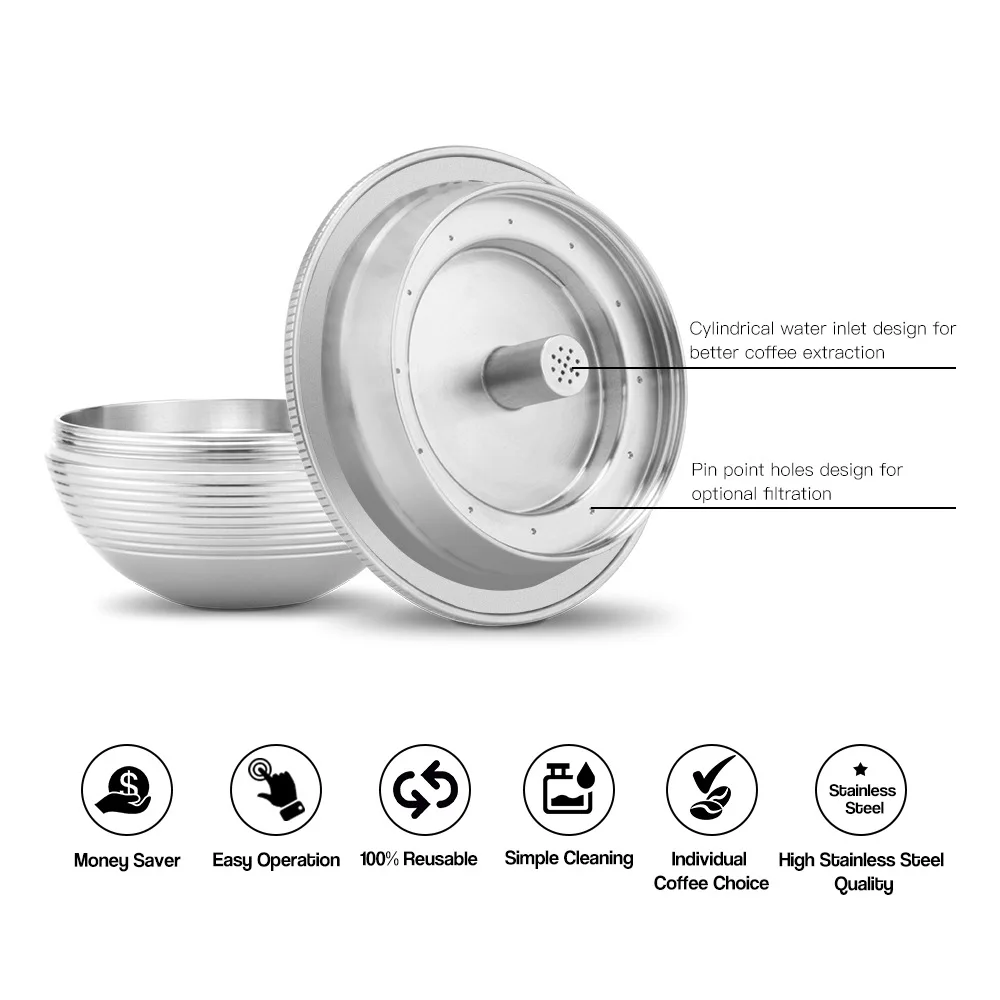 CNC Machined Aluminum Refillable Capsule Shell Coffee Filter for Capsule Coffee Maker