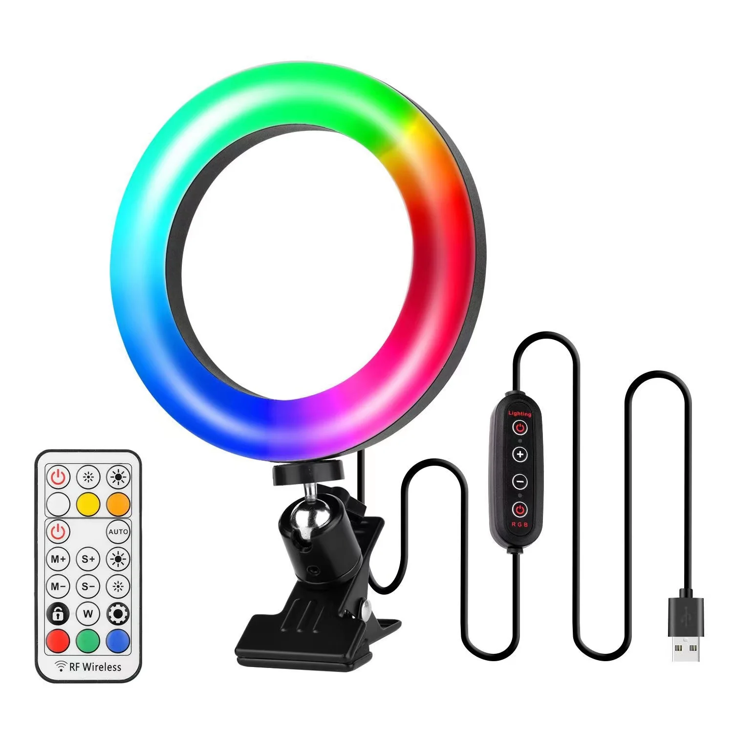 Wholesale 6 inch RGB Fill Ring Lamp With Clamp Mount Remote Control For Makeup Video Photography Led Selfie Ring Light