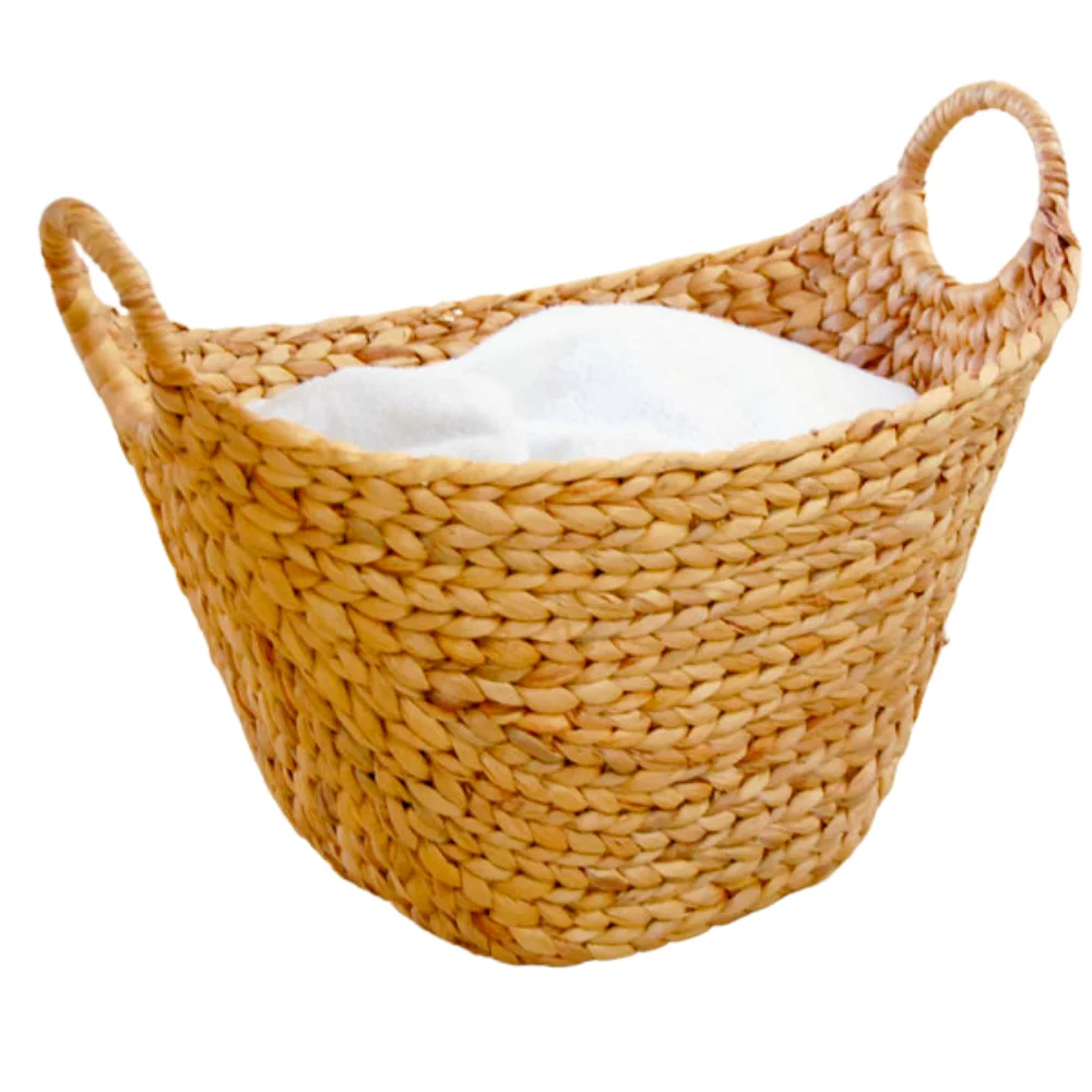 OEM ODM Wholesale Handmade Wicker Boat-Shaped Water Hyacinth Basket Natural Color Ready To Ship From Viet Nam