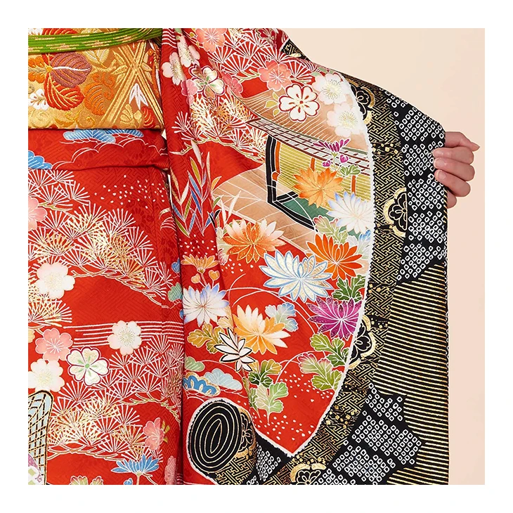 Silk goshodoki handmade spring floral chiffon long kimonos for women
